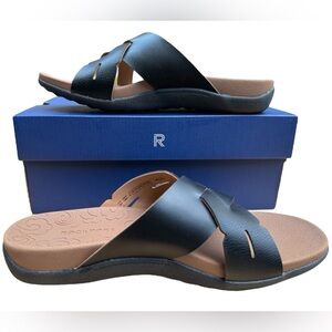 Rockport Ridge Woven Slide Sandals Black C17570 Molded Footbed Lightweight 10M